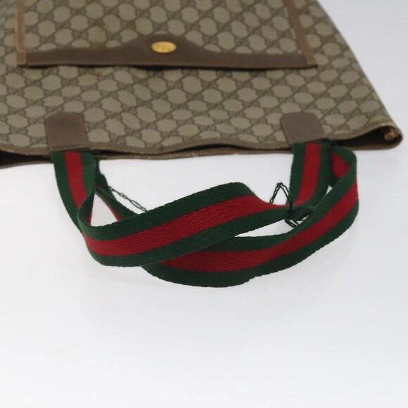 GUCCI GG Supreme Web Sherry Line Tote Bag PVC Beige Gold - Picture 8 of 16